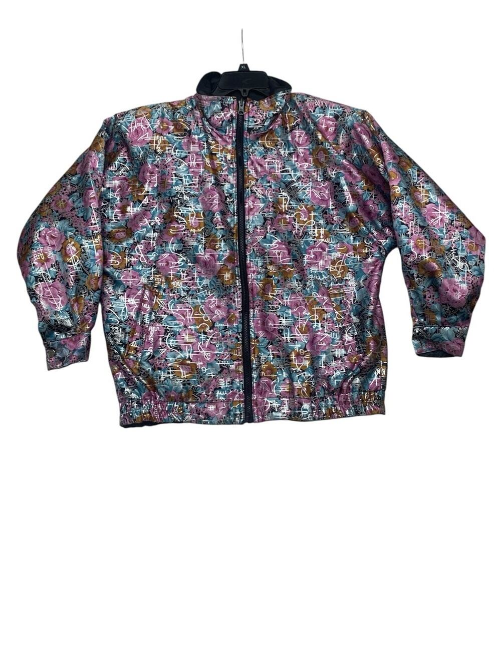 vintage Rafael size 6 small reversible Colorful Floral Print Windbreaker Jacket